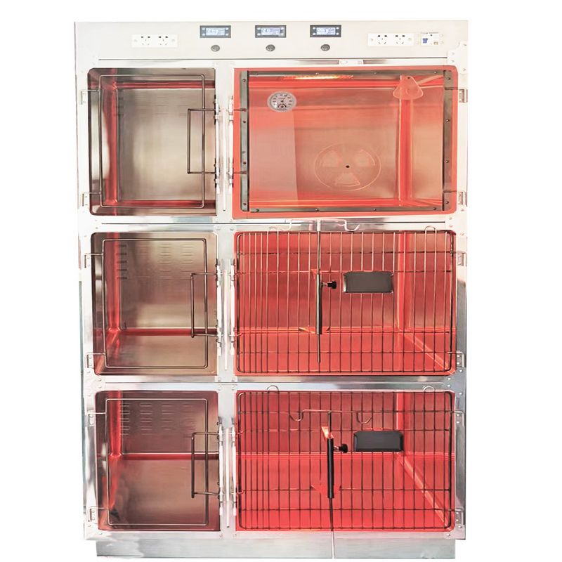 Cat Oxygen Infrared Thermostatic Therapy Stainless Steel animal & veterinary cages Pet cage with heating system