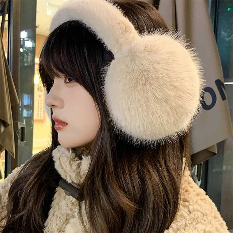 1 piece of solid color soft plush earmuffs warm winter earmuffs fashionable earmuffs outdoor cold protection earmuffs foldable earmuffs W241126