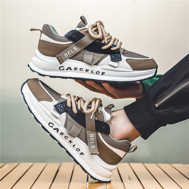 High Quality Spring New Blue Ribbon Decorative Low Top Lace Sports Shoes with Height Increase Thick Bottom Mesh Breathable Mens Shoes T241126