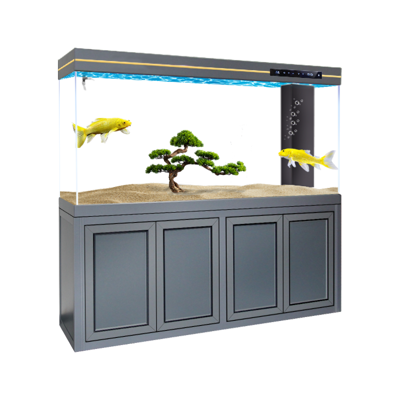 Large fish tank glass aquarium living room dragon fish tank 1.2m 1.5m 1m 3M aluminum alloy bottom cabinet bottom filter