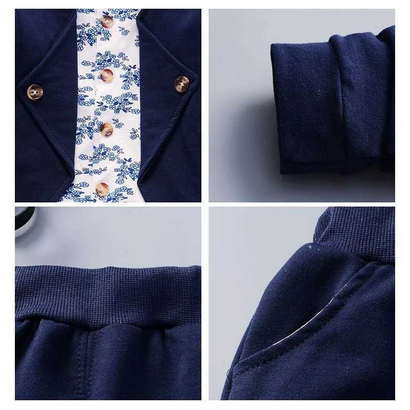 Clothing Sets Spring Autumn Boys Clothes Infant Gentleman Suit Toddler Children Flower Coat Pants 2Pcs Sets Kid Casual Tracksuits For Baby H241126