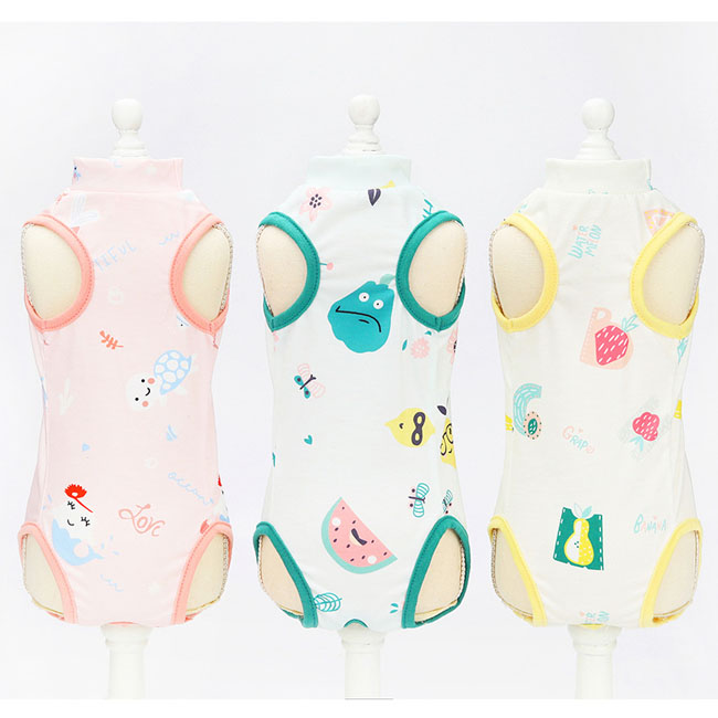 In stock thin breathable polyester cat sterilization suit anti-licking cat cloth pet surgery cat recovery suit