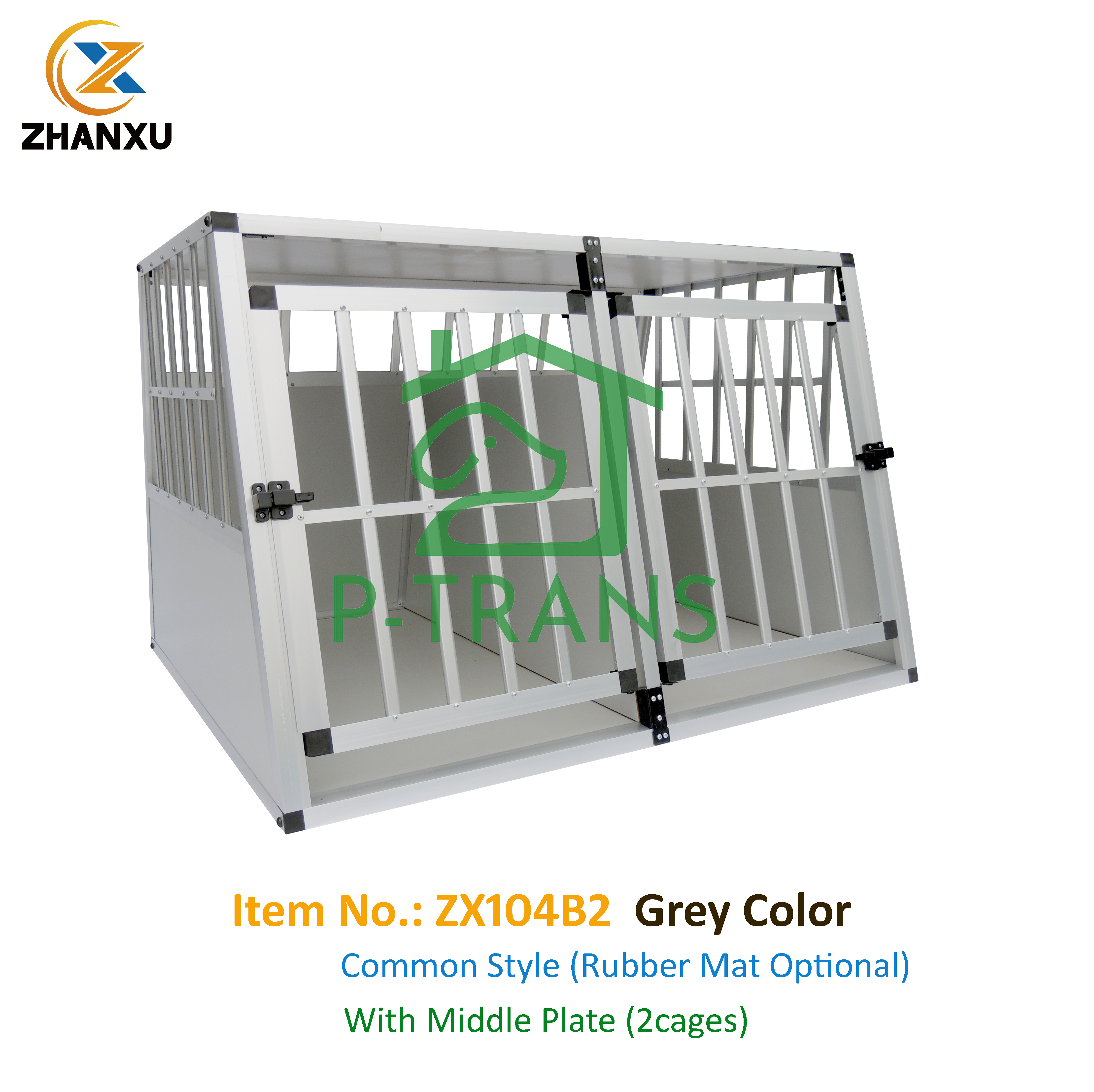 Dog Transport Box Aluminium Travel Car Cage ZX104B2-G-BL