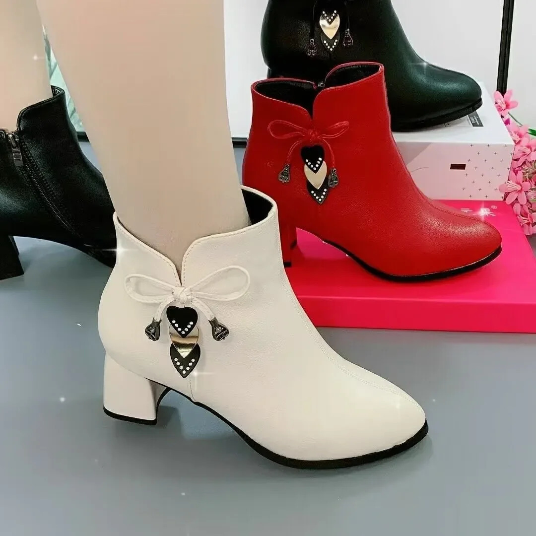 High Heels Womens Spring and Autumn Single Boots Womens Shoes Zipper White Waterproof Taiwan High Heels 241126