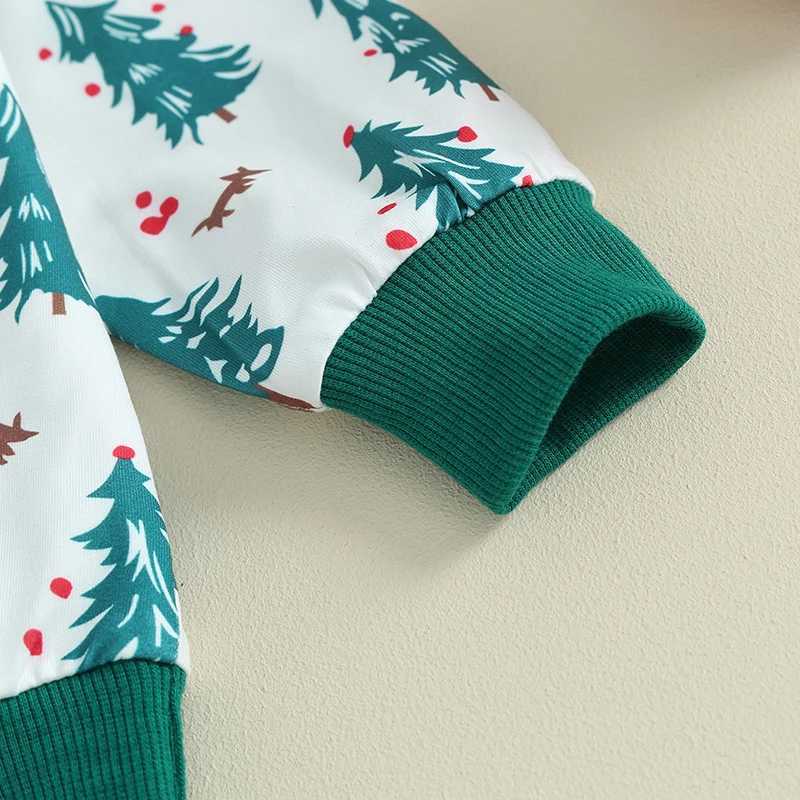 Clothing Sets Kids Christmas Pajamas Set Toddler Boys Girls Xmas Tree Print Long Sleeve Tops and Solid Color Pants 2Pcs Outfits for Winter H241126