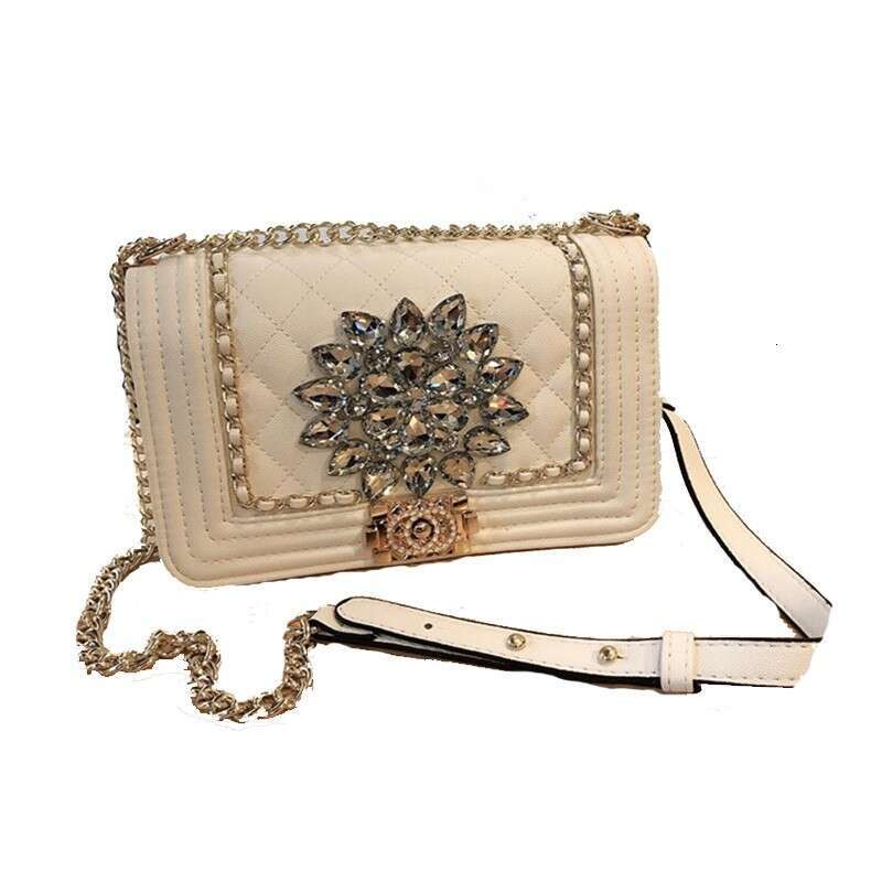 Water 2023 New Fashion Trend Small Fragrant Style Grid Chain Western Women's Diamond Inlaid Shoulder Cross Bag
