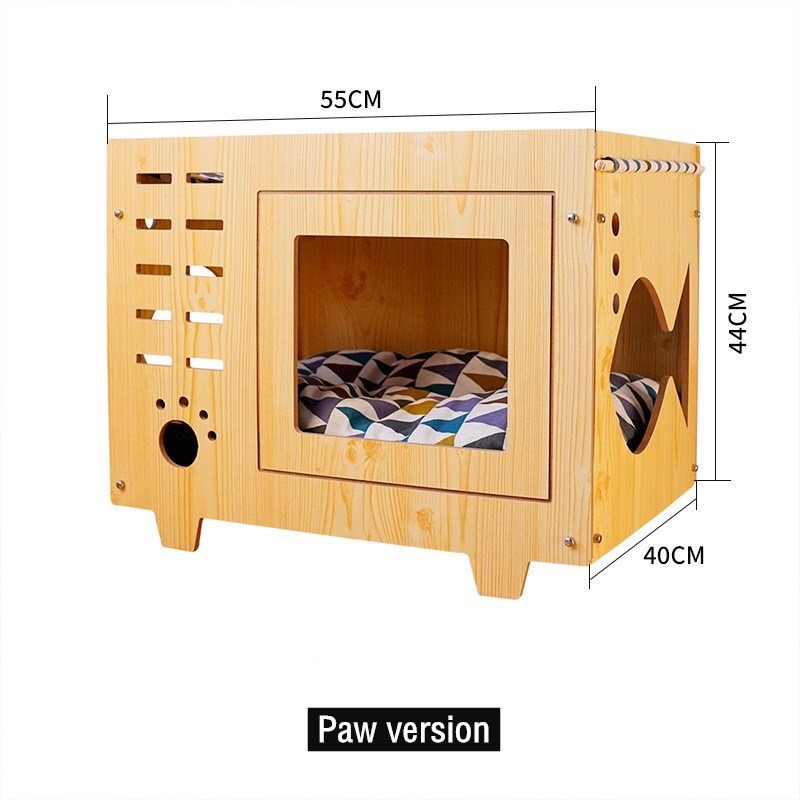 Stackable Collapsible Cat Kitty Cube Room Wooden Cat House Rabbit Hideout Hammock