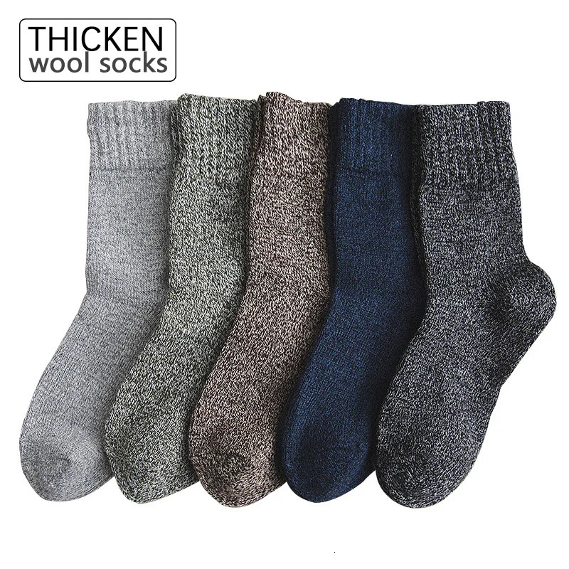 High quality 5 pairs/batch mens wool socks thick business calcium Hombre thick socks winter warm long socks mens 241126