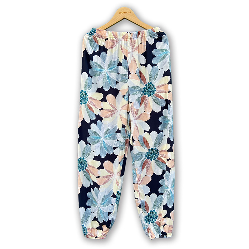 Ladies spring and summer thin casual bunches tropical style colorful flowers can be worn outside home air conditioning pants beach sunscreen pants
