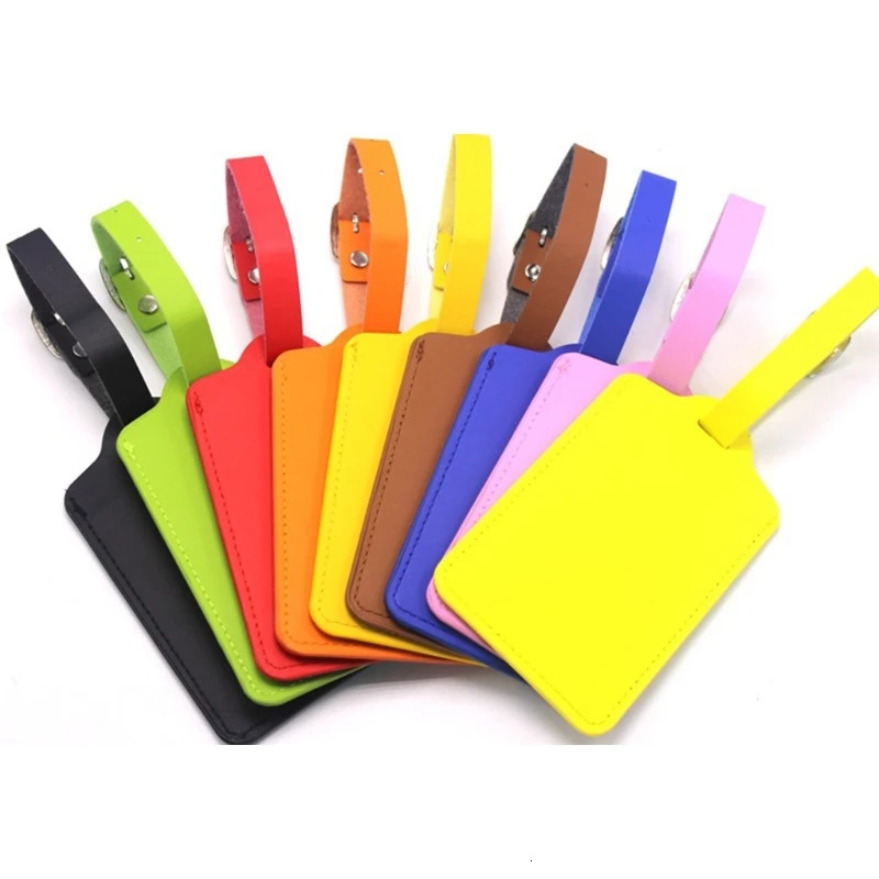 Women Men PU Luggage Labels Solid Candy Color Suitcase Tag with Name Address for Easy Identification Travel Bag Accessories 241114