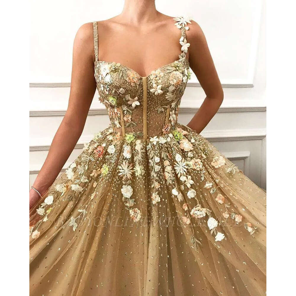 Straps A Spaghetti Elegant Tulle E Long Prom 3D Ral Lace Applique Corset Sheer Or Length Formal Party Evening Dresses Bc0684 Pplique Lz0304