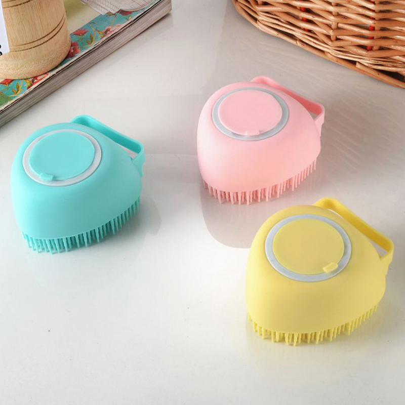 Customize Pet Brushes Cat Silicone Soap Dispenser Bath Brush Dogs and Cats Shower Grooming