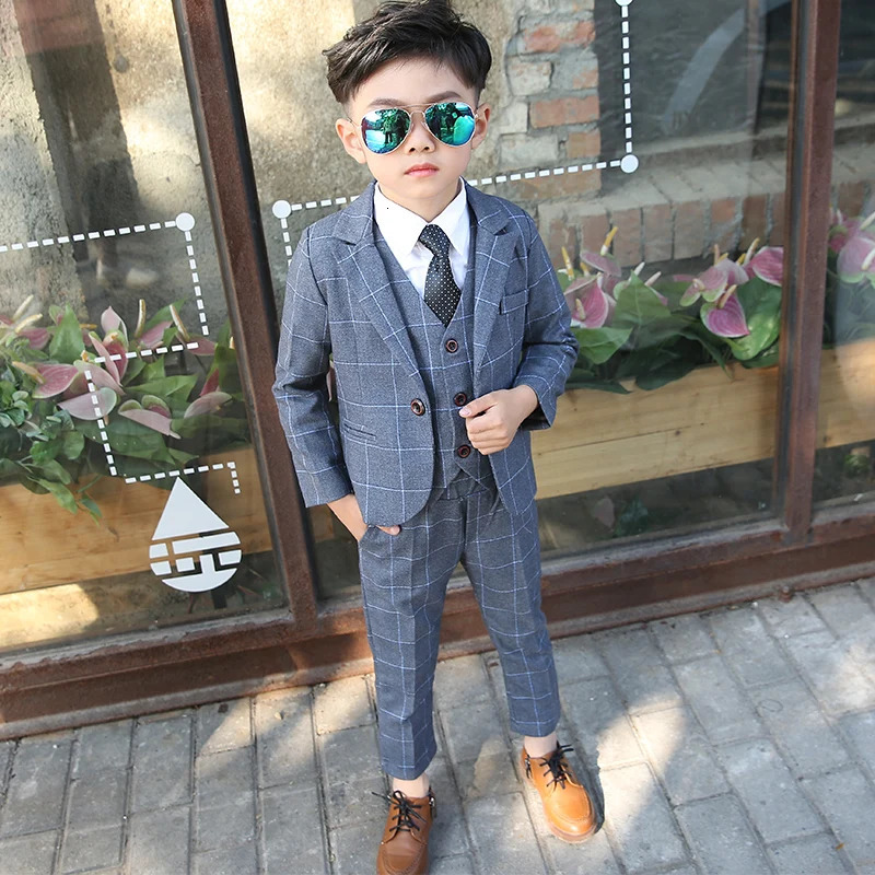 Baby Boys Wedding Party Costume Blazer Vest Pants Children Formal Suits Dress Kids School Graduation Suit Teenage Ceremony Suit 241126