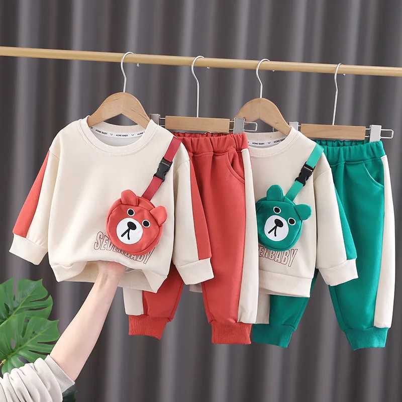 Clothing Sets Spring Autumn Baby Boys Clothes Suit Children Cartoon Bear Sweater Pants 2Pcs/Set Toddler Fashion Clothin Infant Kids Sportswear H241126