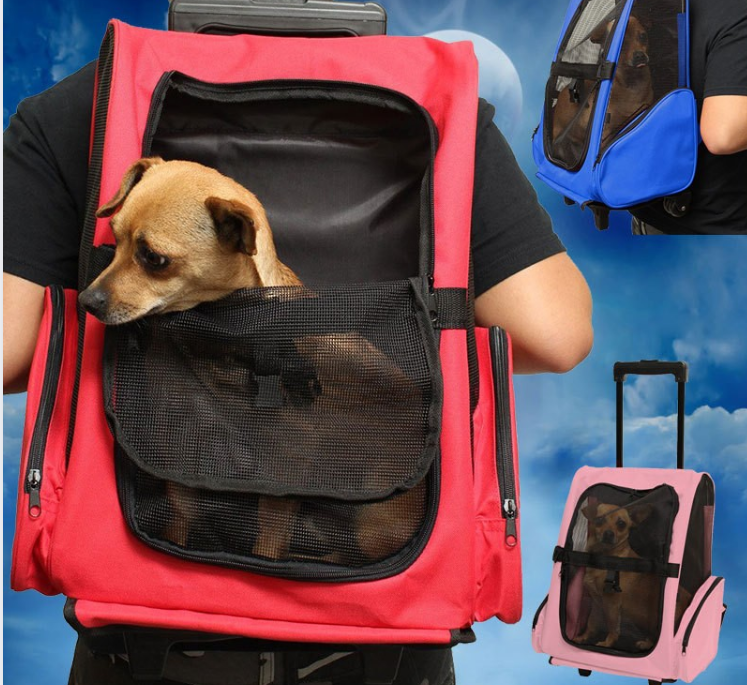 Rolling Backpack Travel Pet Carrier for Cats and Dogs