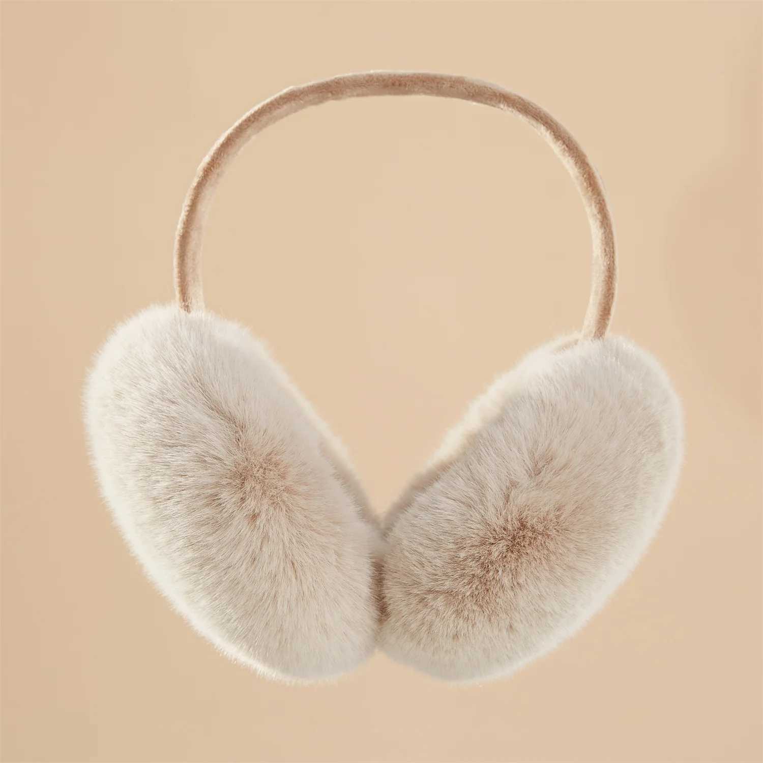 Anjj Light Brown Earmuffs 2024 Hot Sale High-End Soft Plush Imitation Rabbit Fur Ear Muffs Fashion Easy to Match AccoriesXJ241126