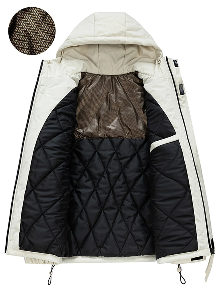 winter mens jacket thick and warm Parkas multi pocket casual hooded windproof machine cotton pad coat Plus size 8XL 241121