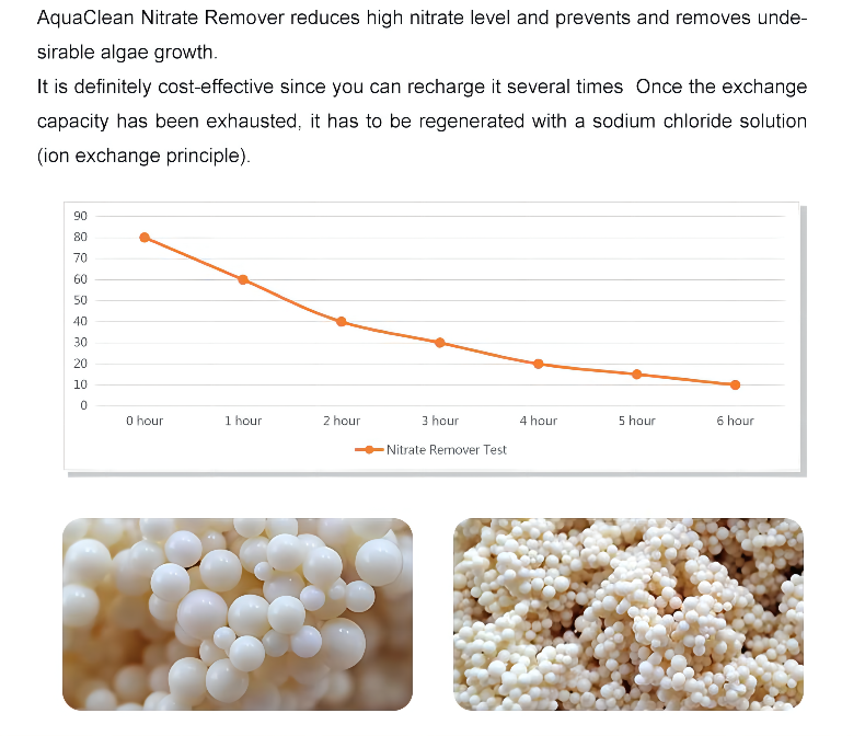 Aquaclean regenerated nitrate removal resin for aquariums fish tank filtration