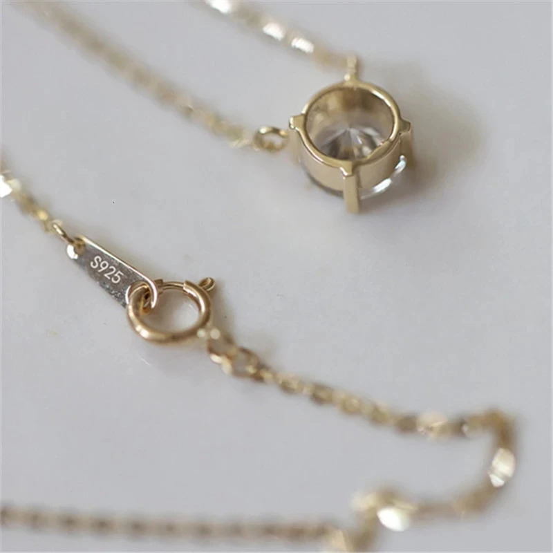 VENTFILLE 925 Sterling Silver French Simple Crystal Pendant Clavicle Chain Necklace Women Light Party 14k Gold Jewelry 241125