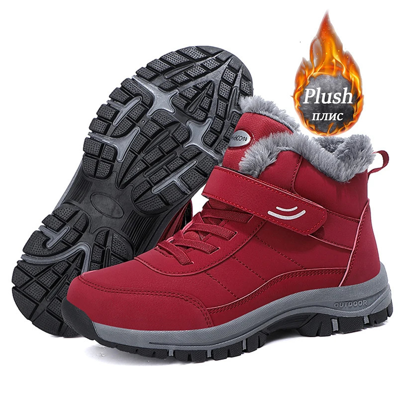 Winter womens snow boots plush thick insulation anti slip lightweight cotton shoes 241126