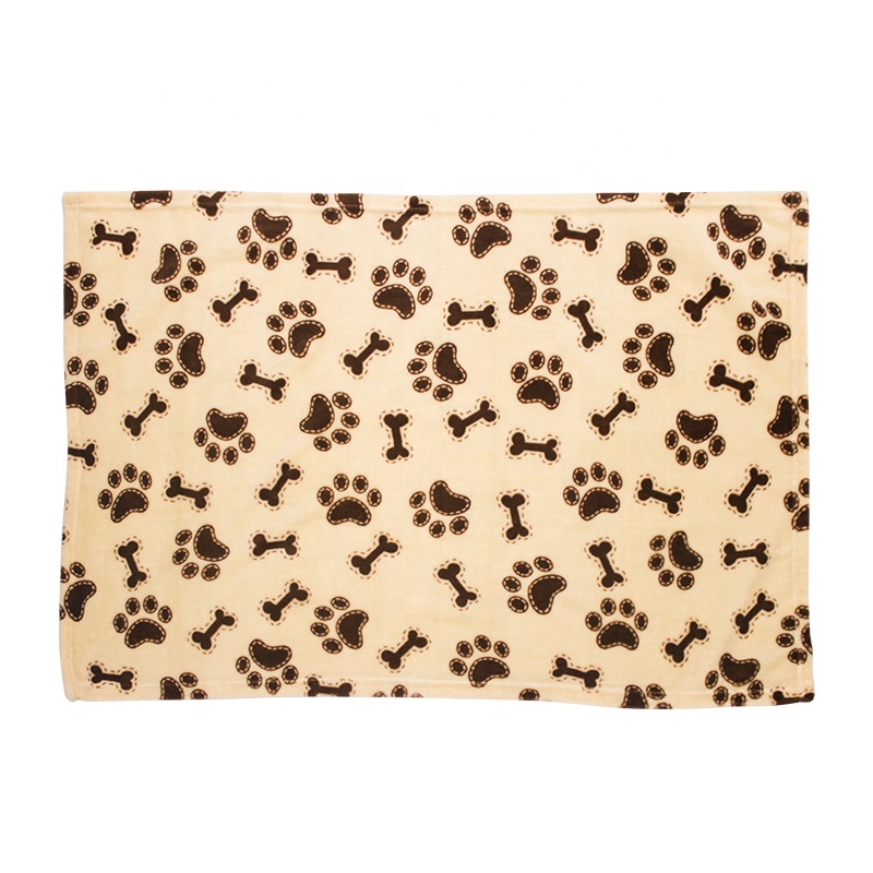 Wholesale warm soft luxury fleece polyester custom paw print puppy dog pet blanket