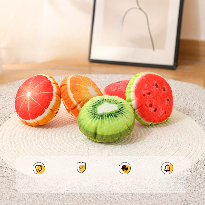 2025 Custom Pet Dog Sound Paper Fruit Series Plush Toys Bite Resistant Teeth Toy