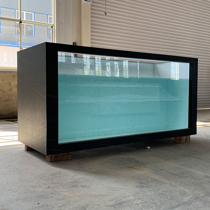rectangle open top transparent glass fiber koi fish aquarium tank pump fiberglass large fish tank for rearing koi fish