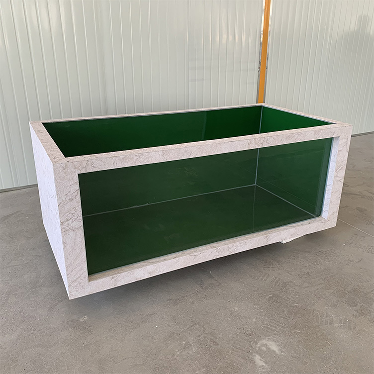 rectangle open top transparent glass fiber koi fish aquarium tank pump fiberglass large fish tank for rearing koi fish