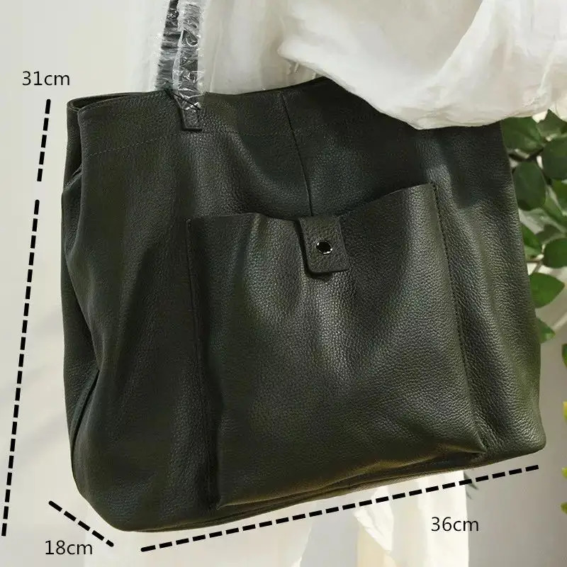 Genuine Leather Womens Bag Vintage First Layer Soft Large Capacity Multicompartment Shoulder 241125