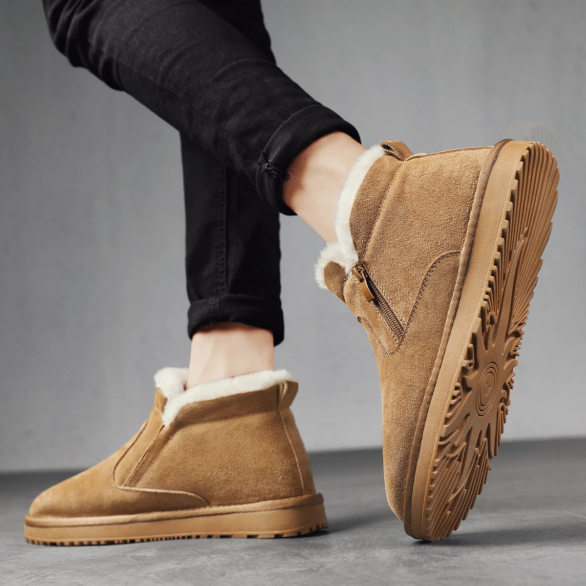 Winter snow boots Cotton shoes plus cashmere warm boots plus cotton mens shoes fashion shoes outdoor 241114