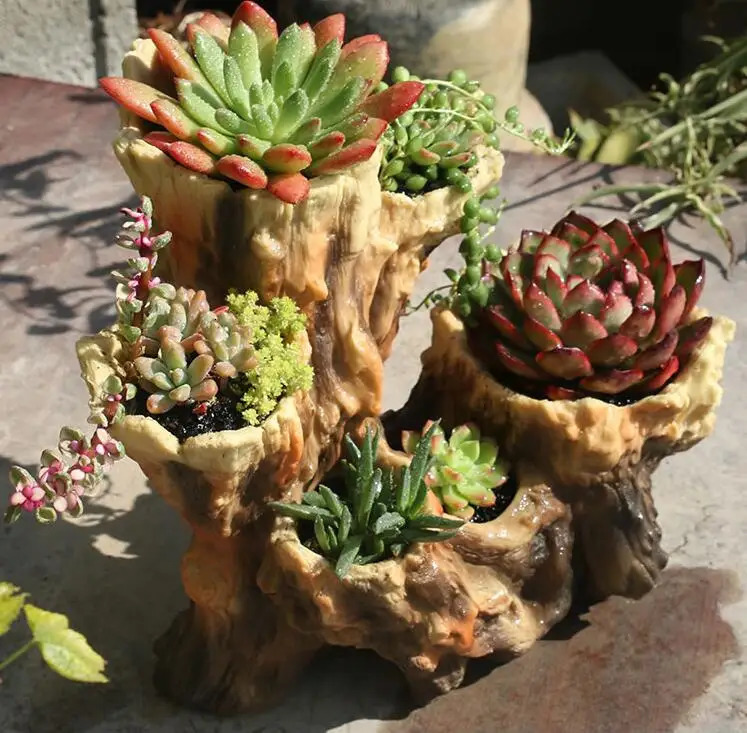 American Root Cutting Shape Juicy Resin Flower Pot Outdoor Balcony Furniture Crafts Garden Villa Vase Decoration 241125