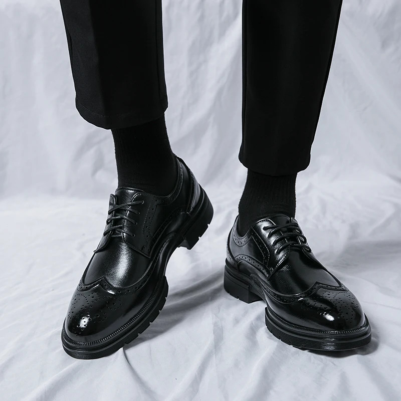 British style mens leather shoes formal Oxford footwear quality breathable and comfortable wedding shoes 241126