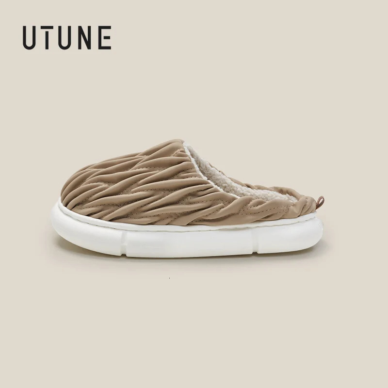 UTUNE Mens High Quality PU Quilted Sliding Block with Antibacterial Cotton Lining Comfortable Durable Non slip Sole 241126