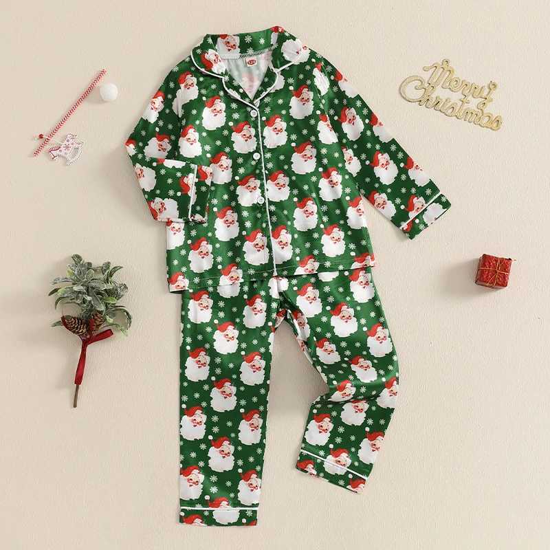 Clothing Sets Kids Girls Boys Christmas Pajamas Set Fall Winter Santa Print Shirts Tops and Long Pants 2 Pieces Loungewear Sleepwear for 3-7Y H241126