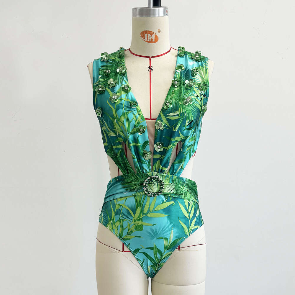 2024 New Elegant Women Swimsuit With Skirt High Waist Swimwear Cover-Up Female Skirts Fashion Printed Dress Beachwear