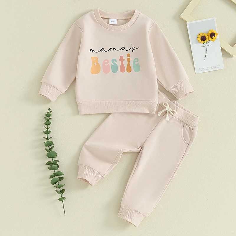 Clothing Sets Girls Fall Outfit Set with Long Sleeve Letter Print Sweatshirt and Solid Color Pants Toddler Autumn Clothing Set H241126
