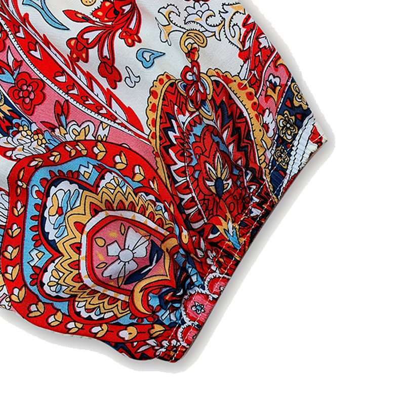 Ladies spring and summer thin casual ankle pants Tropical Bohemian style can be worn home air conditioning pants beach sunscreen pants