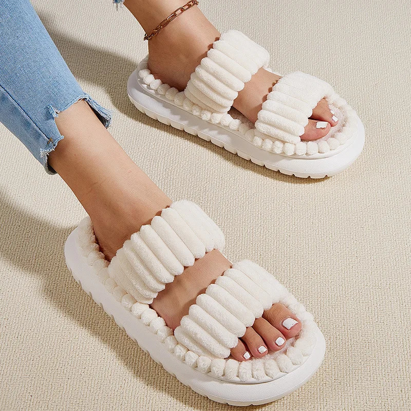 Winter solid linen slippers sizes 36-45 womens household slippers household cotton non slip thick silent shoes couple indoor slippers 241126