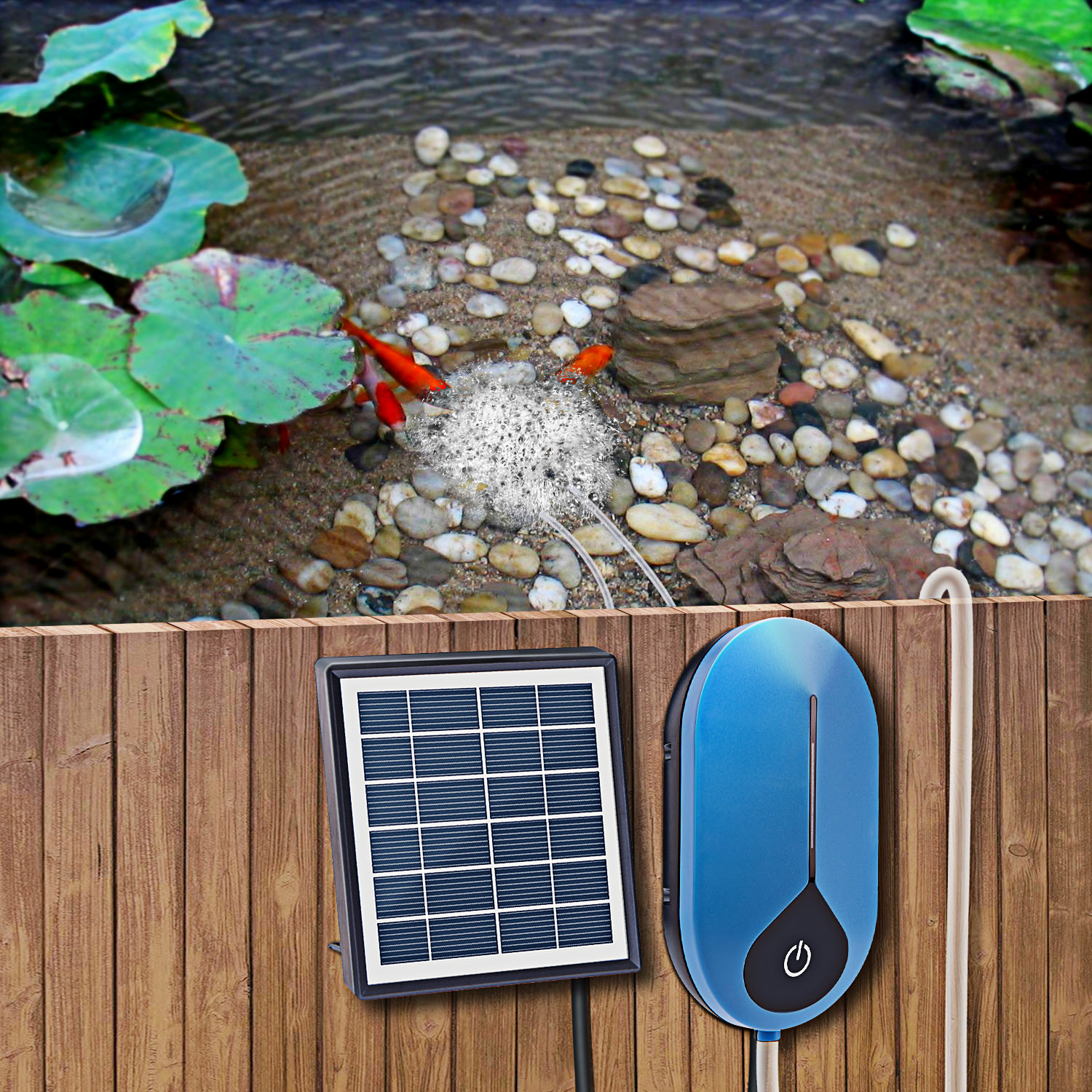 Drop shipping Solar Air Pump Kit Battery Backup with Air Hoses for Pond Aerator Bubble Oxygenator Fish tank