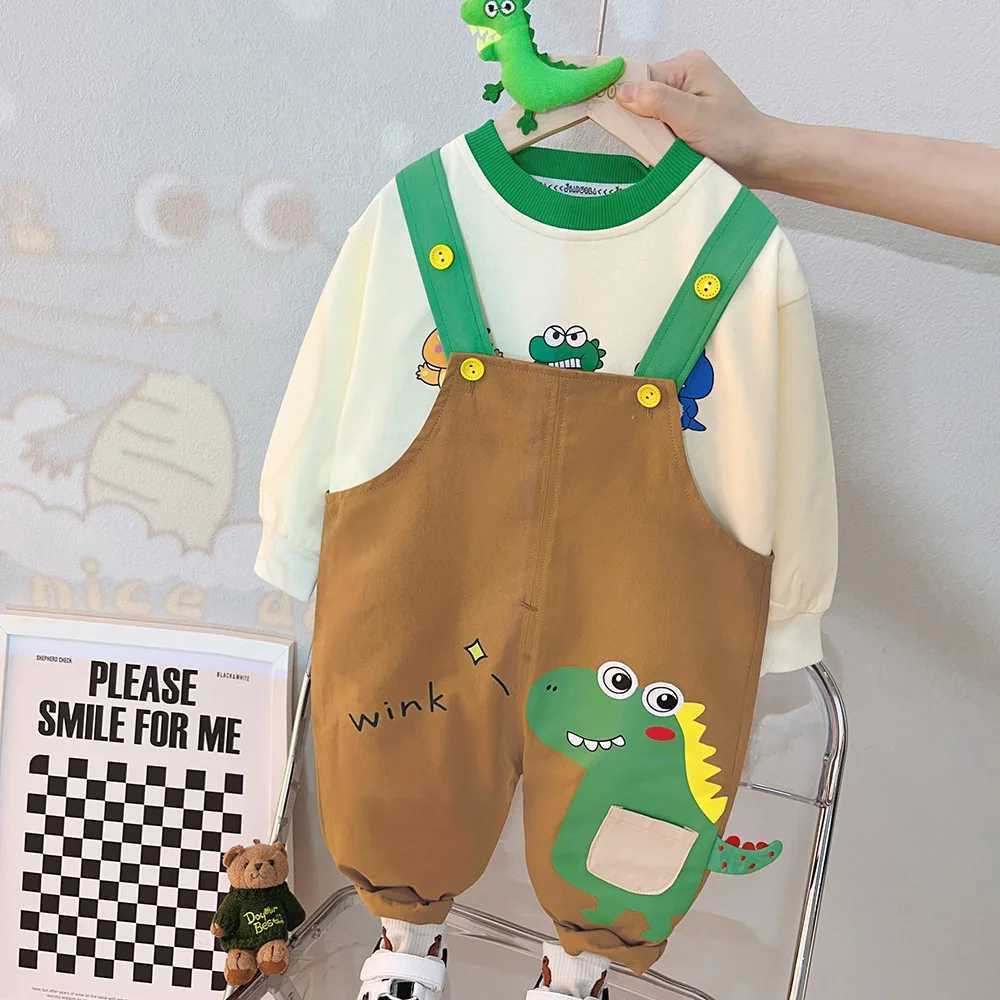 Clothing Sets Autumn Baby Clothes For Boys Cartoon Dinosaur Tops Overalls 2Pcs/Sets Children Casual Costume Infant Outfits Kids Tracksuits H241126