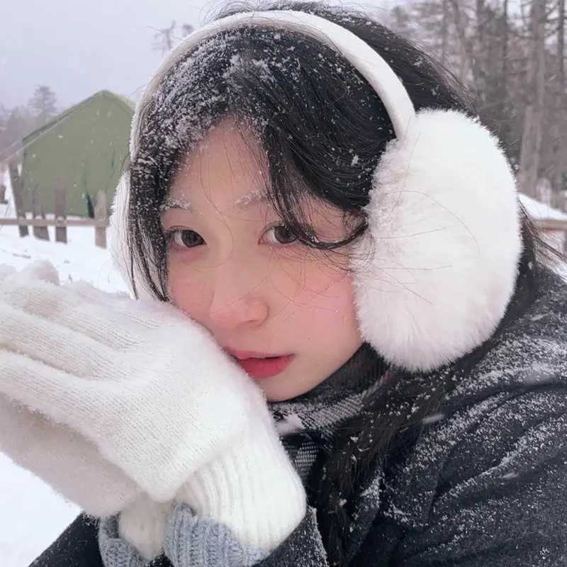 1PC Solid Color Soft Plush Ear Warmer Winter Warm Earmuffs Fashion Ear Cover Outdoor Cold Protection Ear-Muffs Folding EarflXJ241126