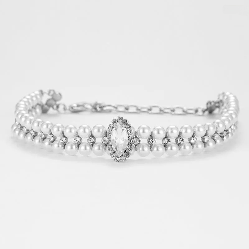 Designer Dog Collars Cat Collars Adjustable Pearl With Crystal Rhinestone Necklace PU Neck Strap For Small Dogs Accessories