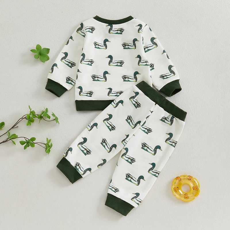 Clothing Sets Cute Baby Outfit Set with Duck Print Sweatshirt and Long Pants in Contrast Color - Adorable Toddler Clothing Ensemble H241126