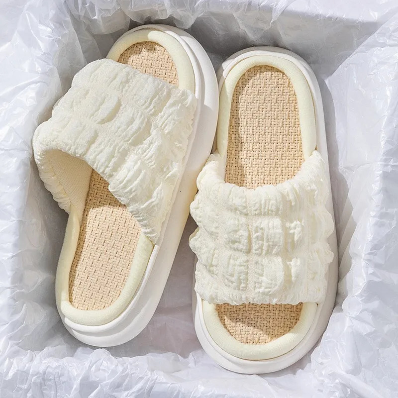 Womens Spring and Autumn Family Slide Open Toe Cross with Linen Sole Indoor Slide Linen Sole No Slide Bathroom Slide TG17 241126
