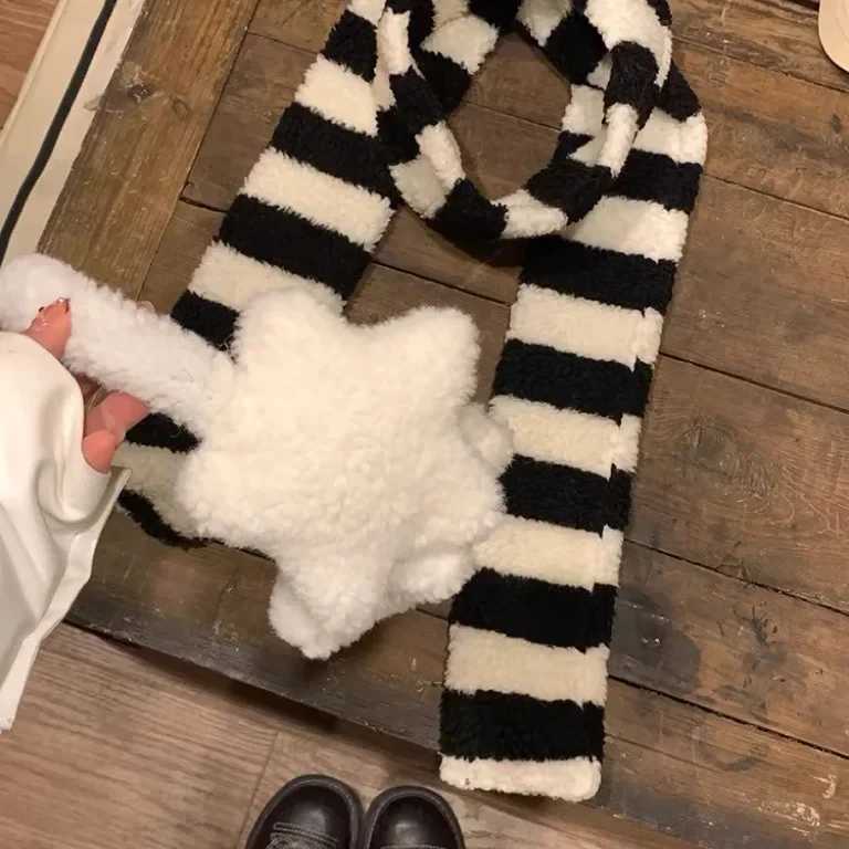Winter Warm Thickened Star Earmuffs Women Cute Y2k Stripe Scarf Janese JK Women Ear Protection Cycling Eaags Y2k AccoriesXJ241126