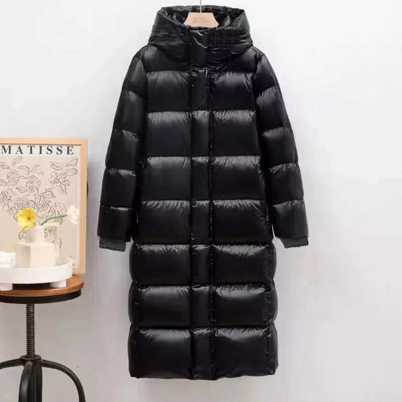 faux Fur Autumn Winter Coat Men Long Jacket for Mens Glossy Clothes Warm Parka Waterproof Winter Hooded Down Jacket Snow Wear 241125