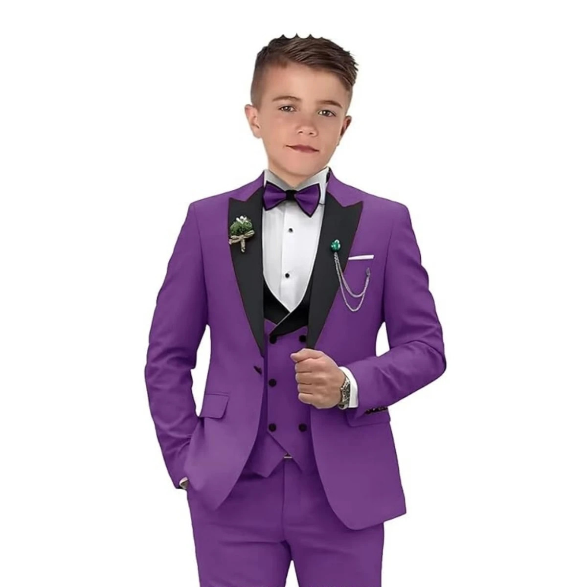 est Kids Suit Set 2-14 Years Single Button Boys 4 Pieces Formal Suits Blazer Vest Pants Wedding Guest Tuxedo Piano Suit 241126