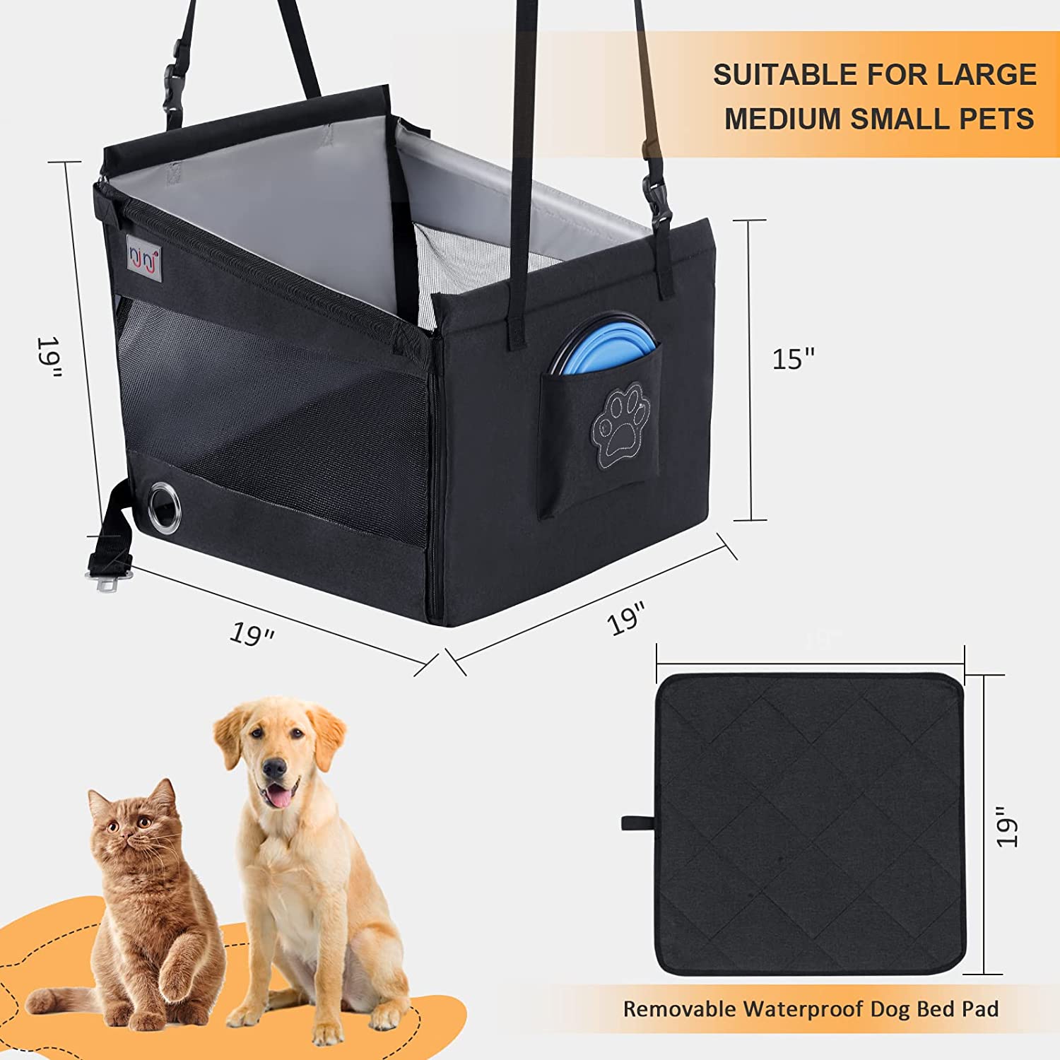 Hot selling Dog Car Front Seat cover for Pet Travel with Waterproof Pad pet dog car seat cover for dogs and cats