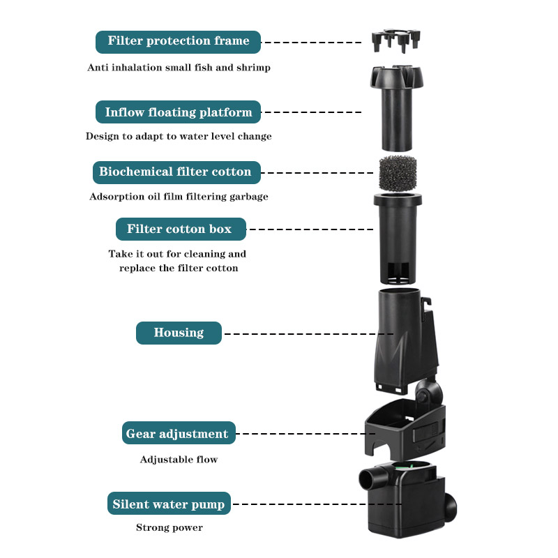 Aquarium Skimmer 3.5W reduce oil film fish tank aquarium internal filter