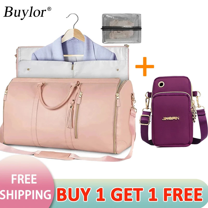Buylor 2pcs Bags Foldable Suit Bag Large Capacity Travel Duffle Bag Waterproof Women Handbag Outdoor Fitness Bag With Shoe pouch 241114